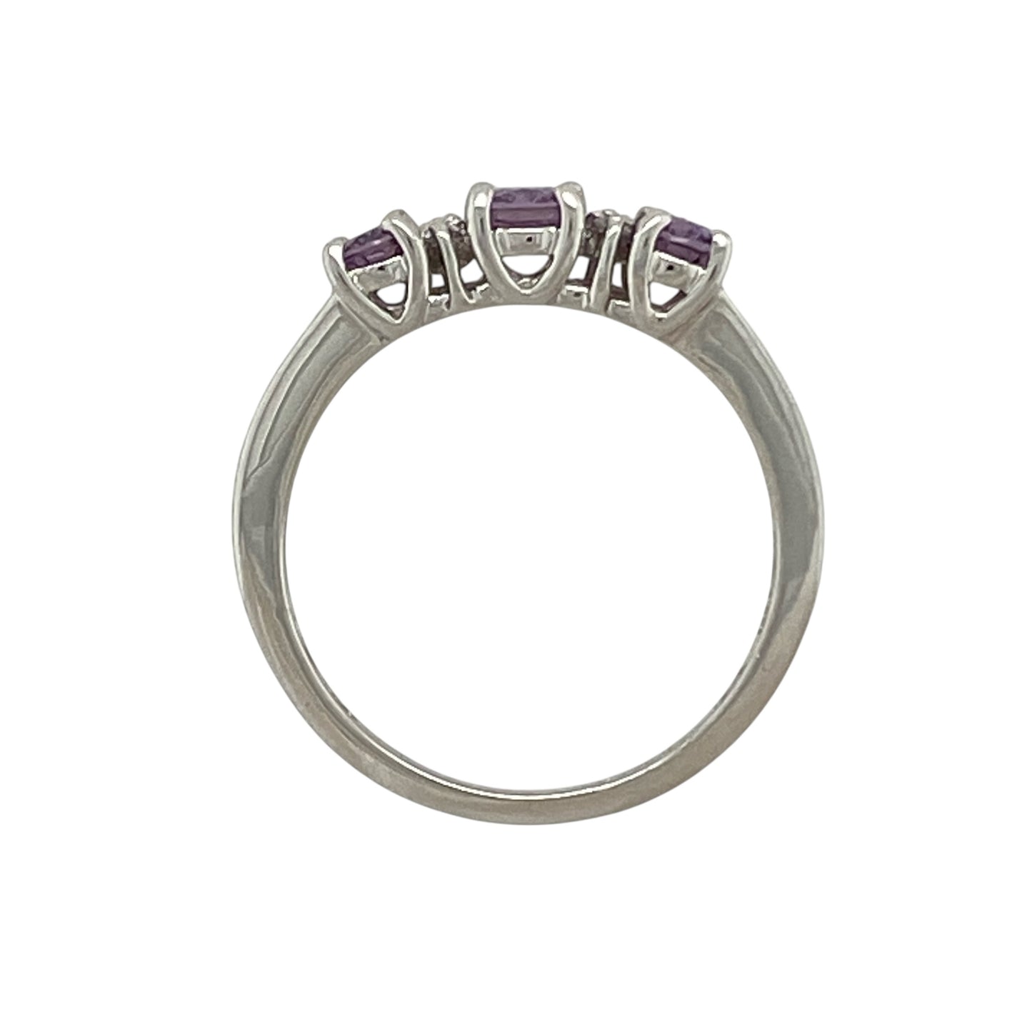 9ct White Gold Diamond & Amethyst Set Ring