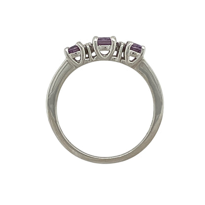 9ct White Gold Diamond & Amethyst Set Ring