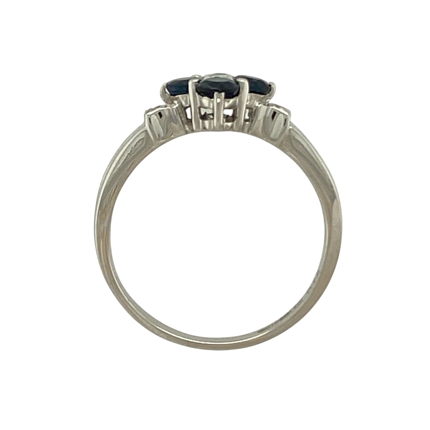 9ct White Gold Diamond & Sapphire Flower Cluster Ring