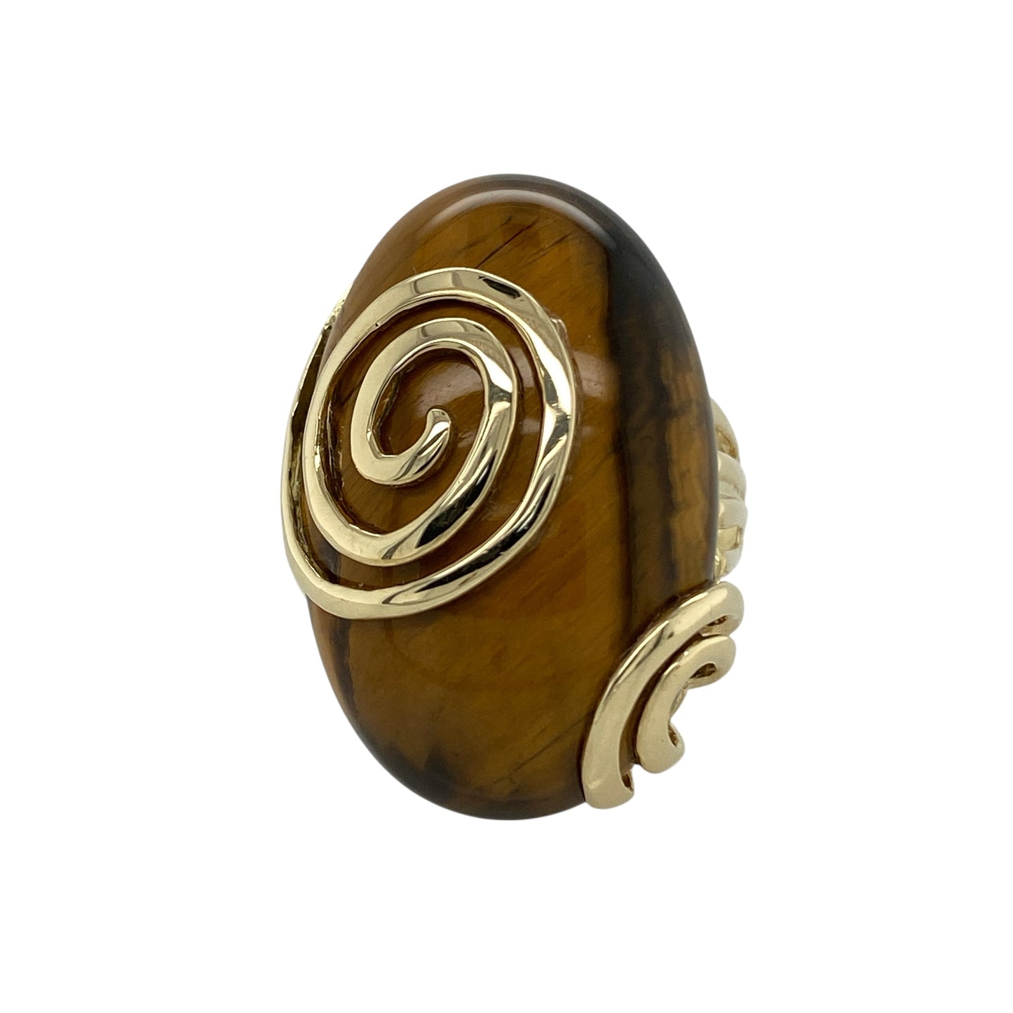 9ct Gold & Tiger's Eye Set Swirl Ring