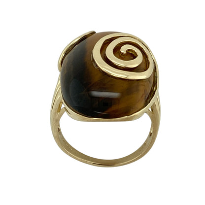 9ct Gold & Tiger's Eye Set Swirl Ring