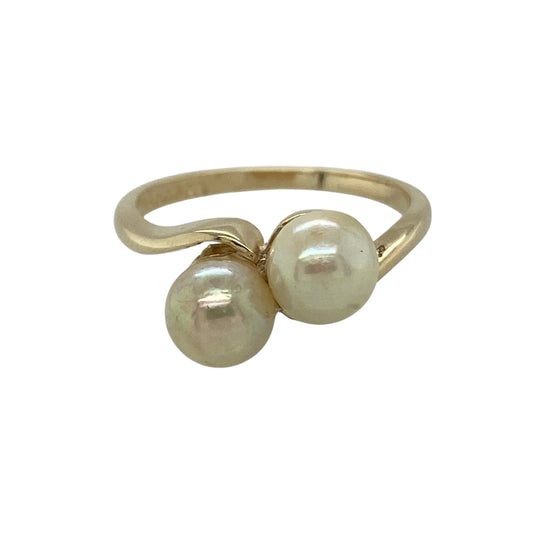 9ct Gold & Double Pearl Set Ring