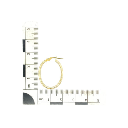 9ct Gold Heart Patterned Oval Creole Earrings