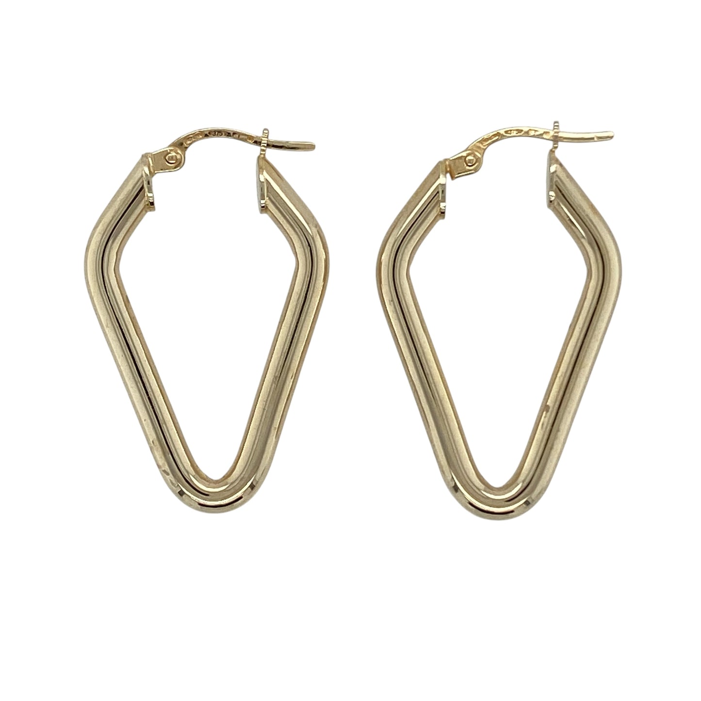 9ct Gold Rounded Diamond Shape Creole Earrings