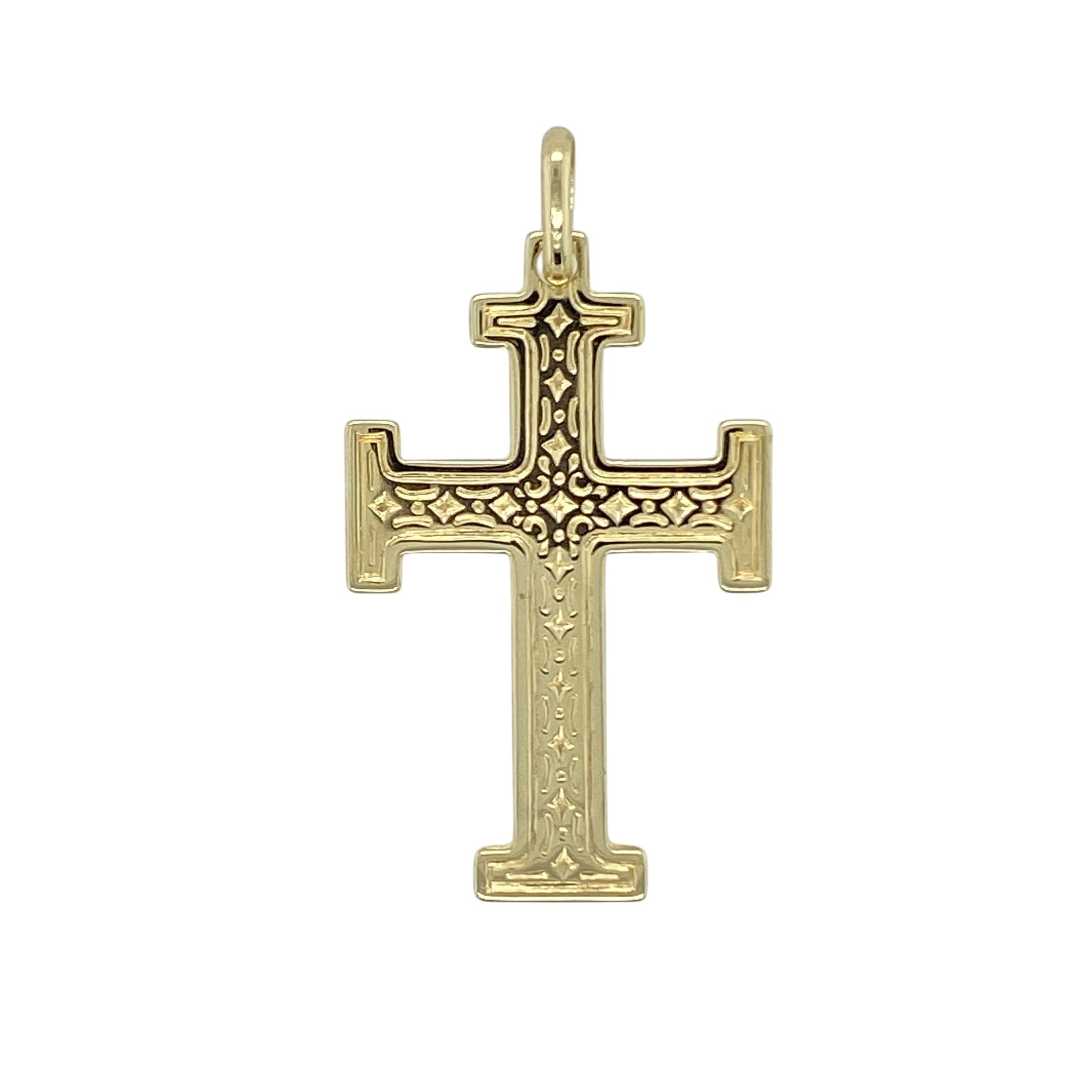 9ct Gold Patterned Cross Pendant