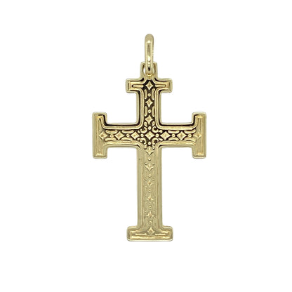 9ct Gold Patterned Cross Pendant