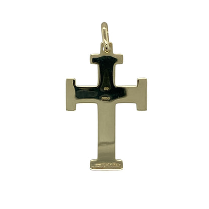 Carry a timeless symbol of faith with this pre-owned 9ct yellow gold patterned cross pendant—an elegant piece designed for everyday wear or meaningful gifting.

Design: The cross features decorative patterned detailing across the front, adding texture and subtle dimension to the classic silhouette. The intricate finish catches the light beautifully, giving the pendant added character while maintaining a traditional look.