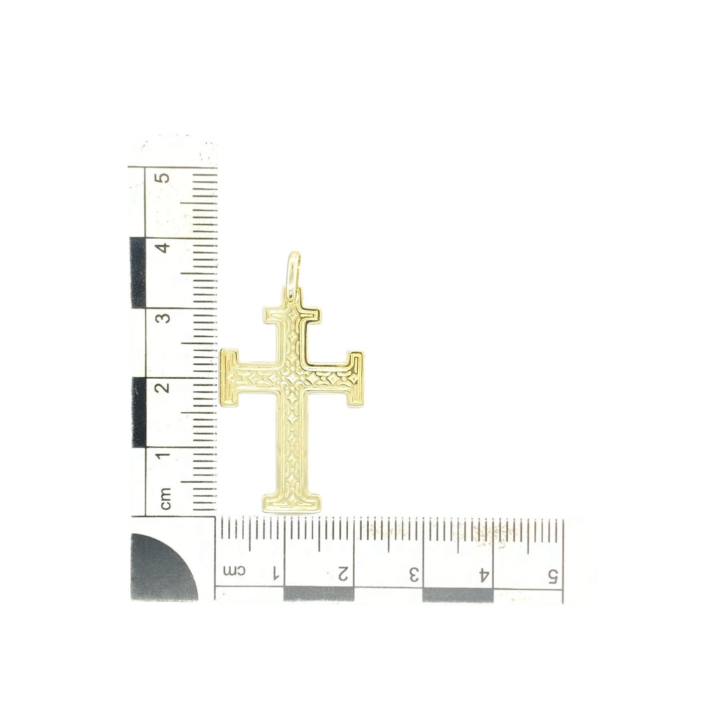 9ct Gold Patterned Cross Pendant