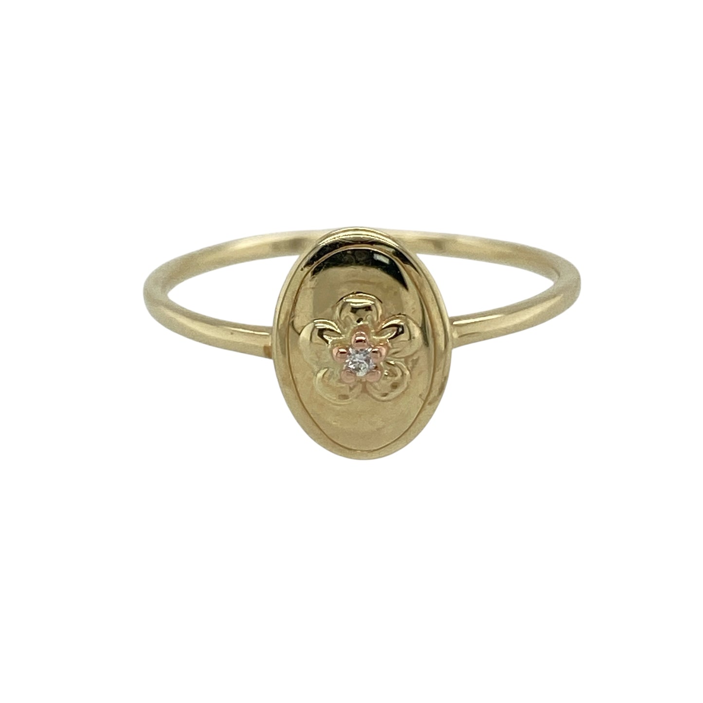 9ct Gold & Diamond Set Clogau Flower Oval Ring