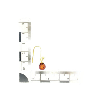 9ct Gold & Brown/Purple Glass Style Ball Drop Earrings