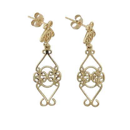 9ct Gold Swirl Drop Earrings