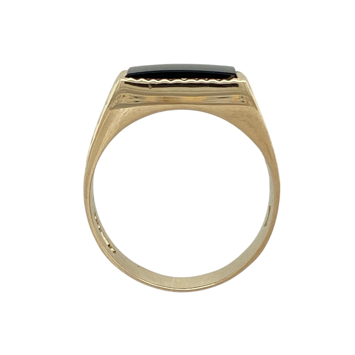 9ct Gold & Onyx Set Patterned Rectangle Signet Ring