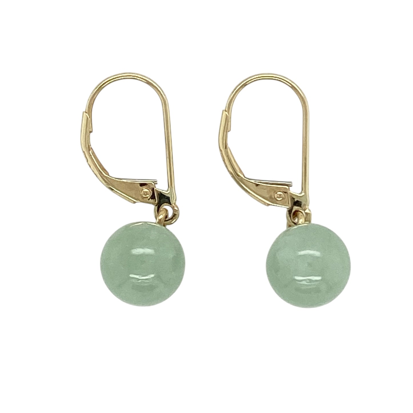 9ct Gold & Jade Ball Drop Earrings