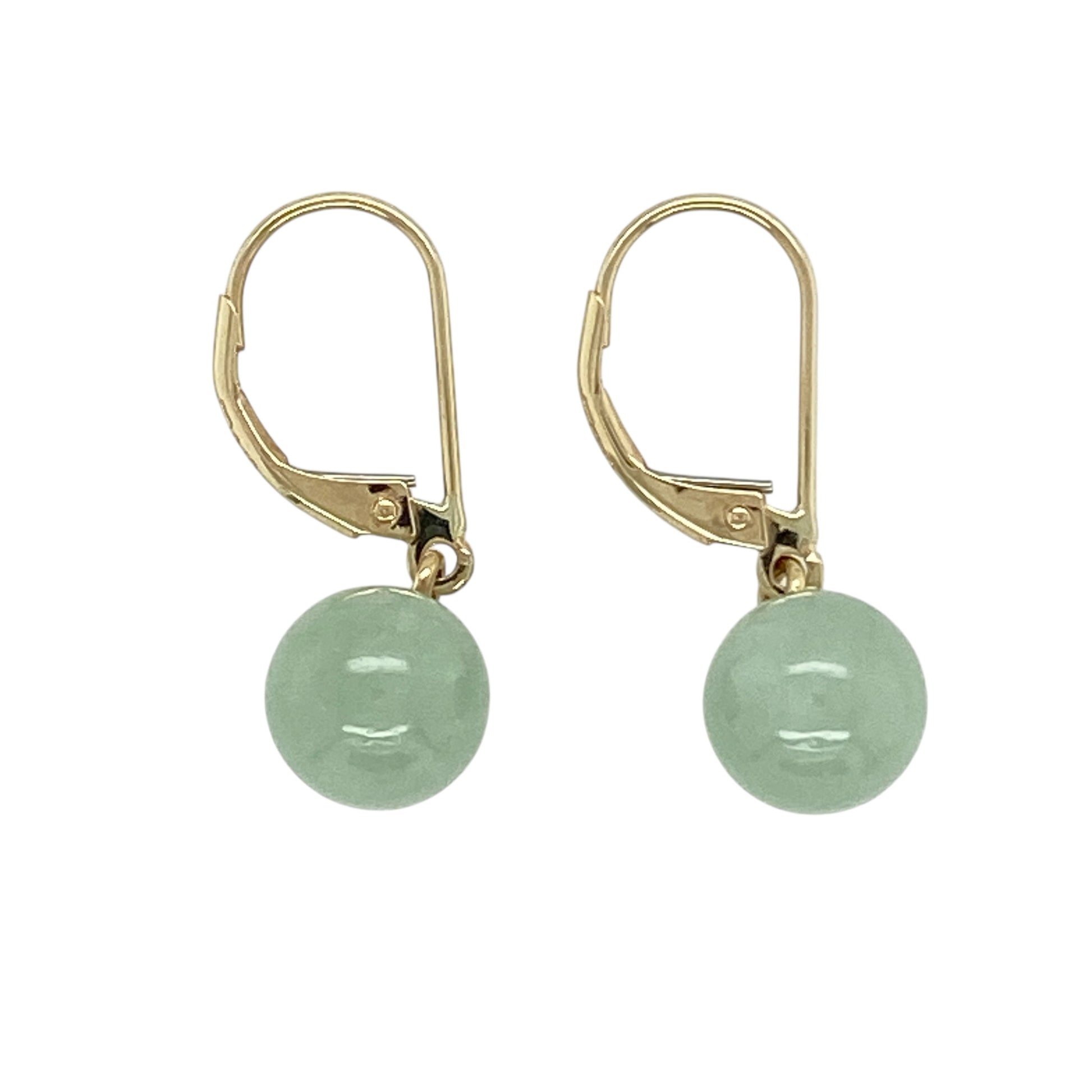 9ct Gold & Jade Ball Drop Earrings