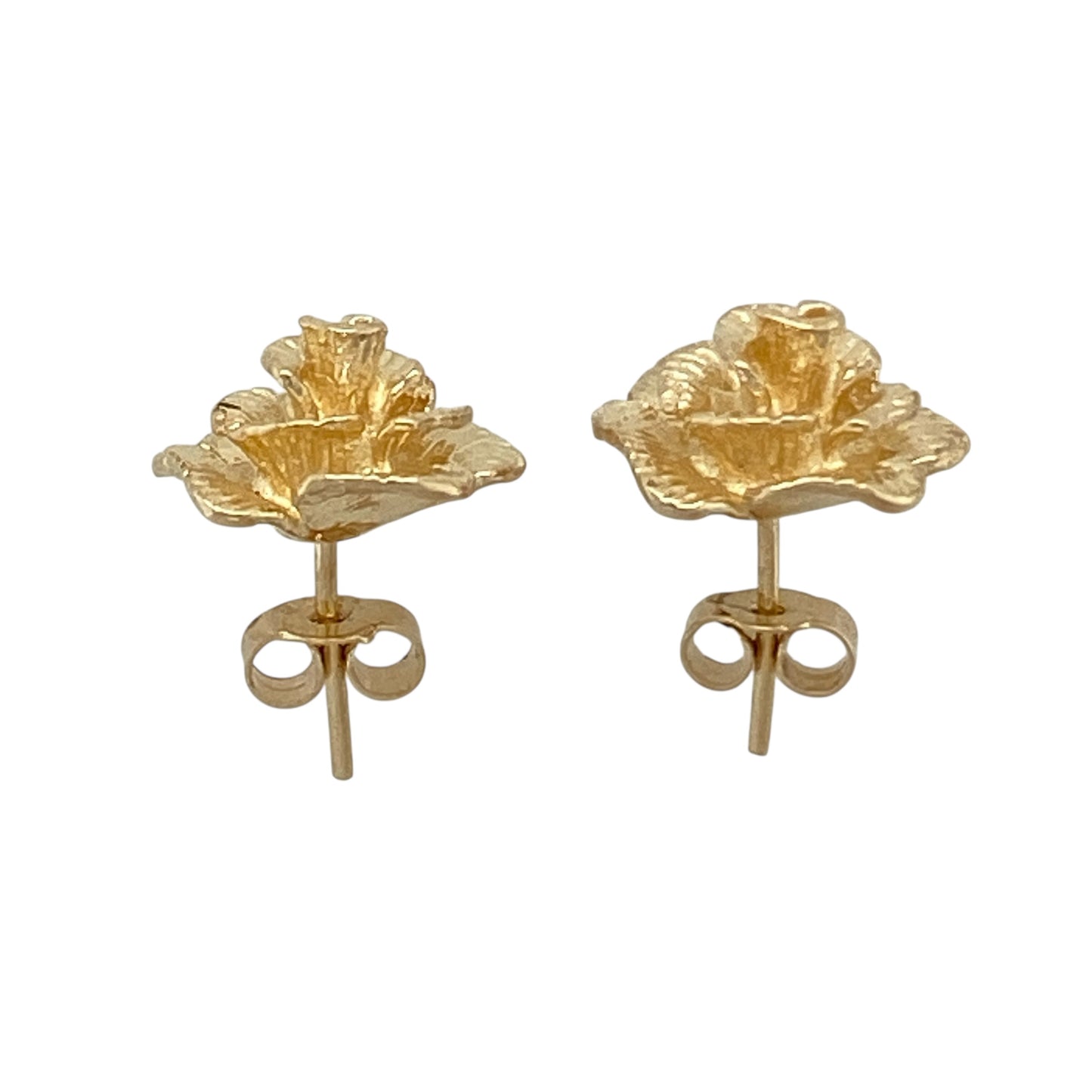 9ct Gold Rose Flower Stud Earrings