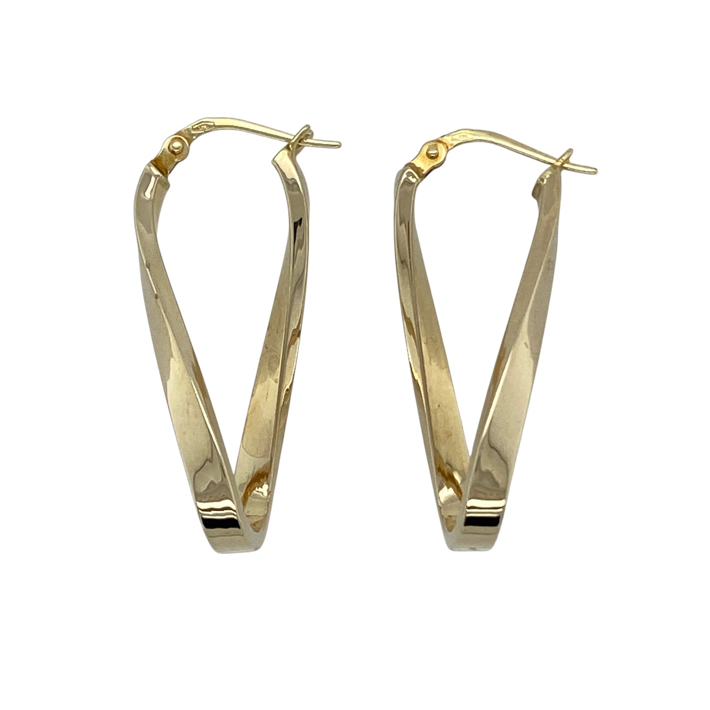 9ct Gold Twist Oval Creole Earrings