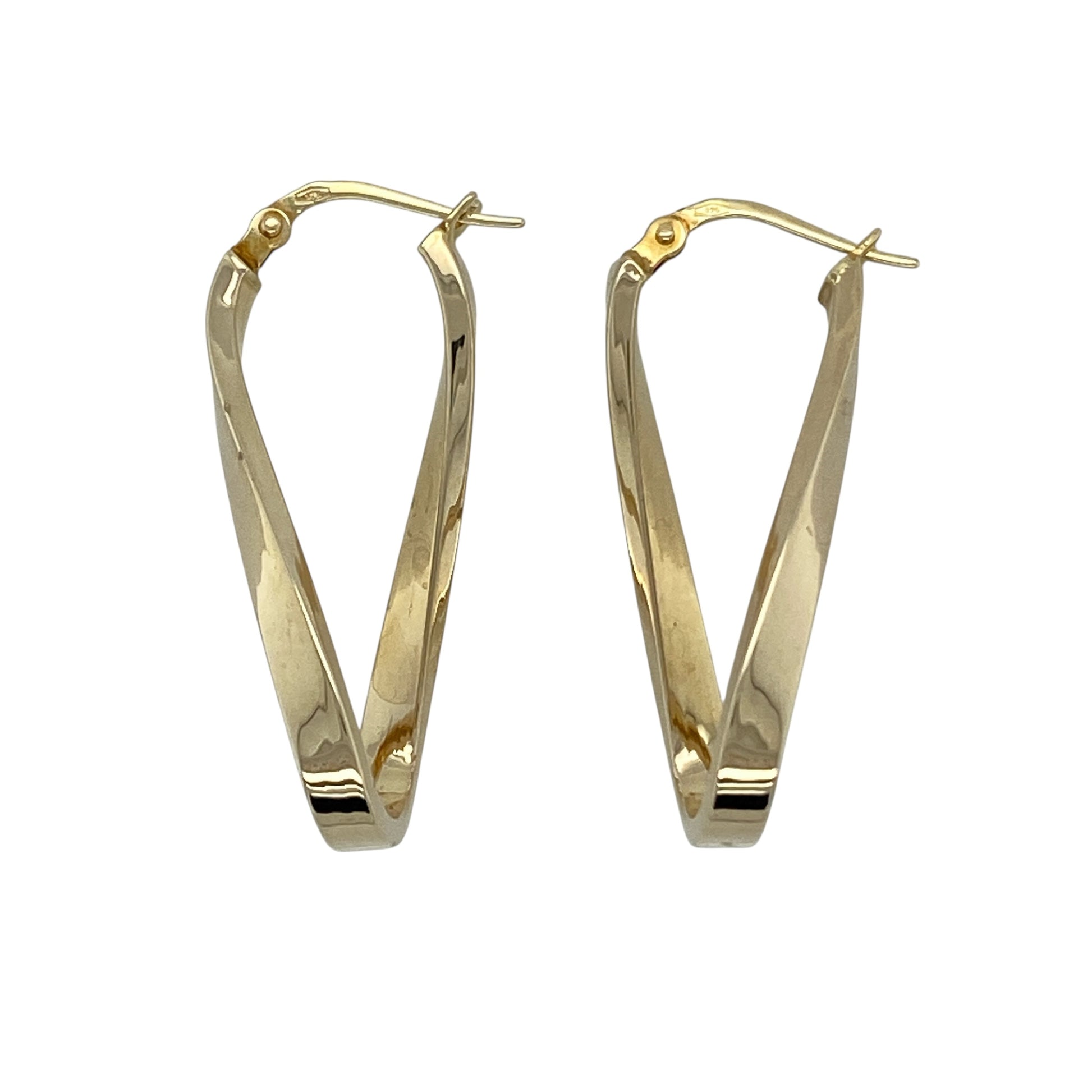 9ct Gold Twist Oval Creole Earrings