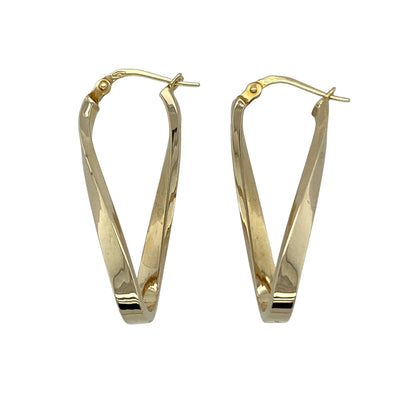 9ct Gold Twist Oval Creole Earrings