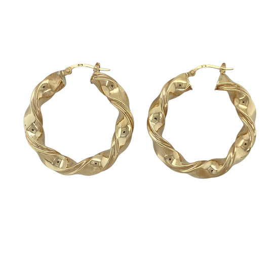 9ct Gold Twisted Hoop Creole Earrings