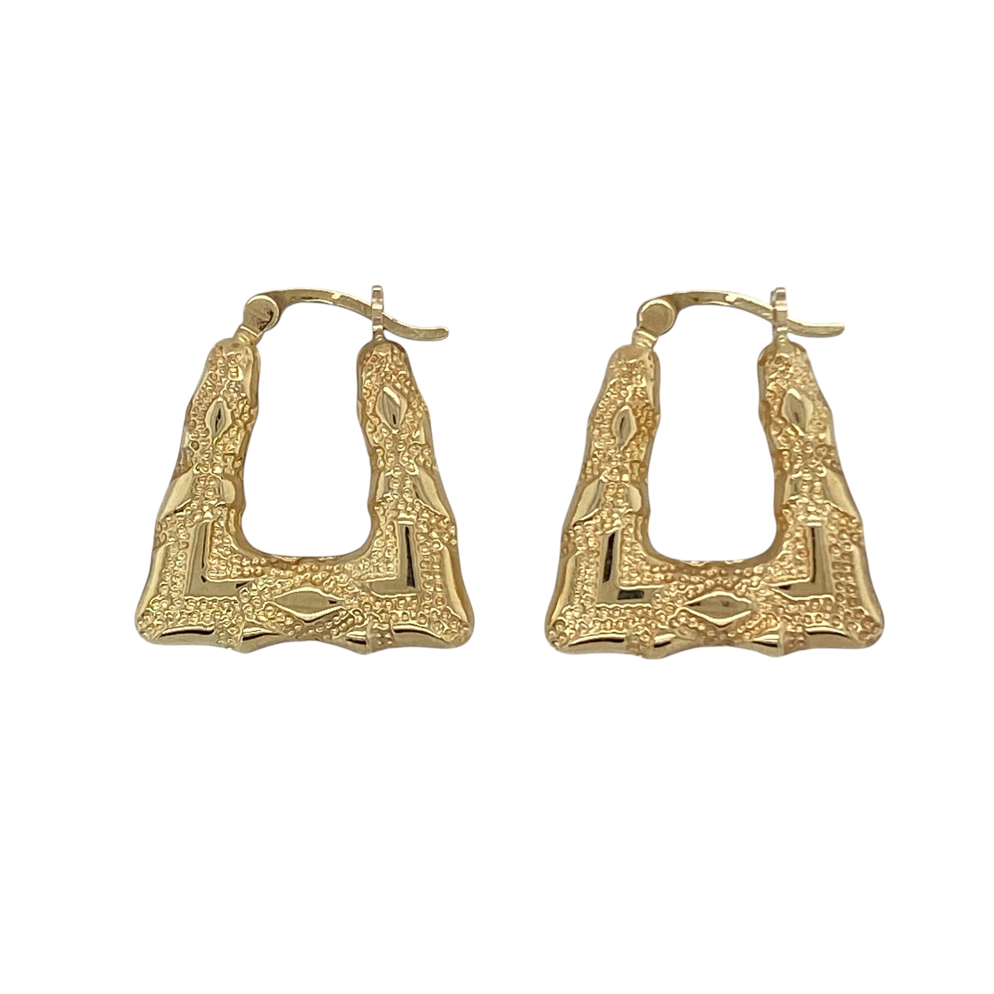 9ct Gold Patterned Handbag Creole Earrings