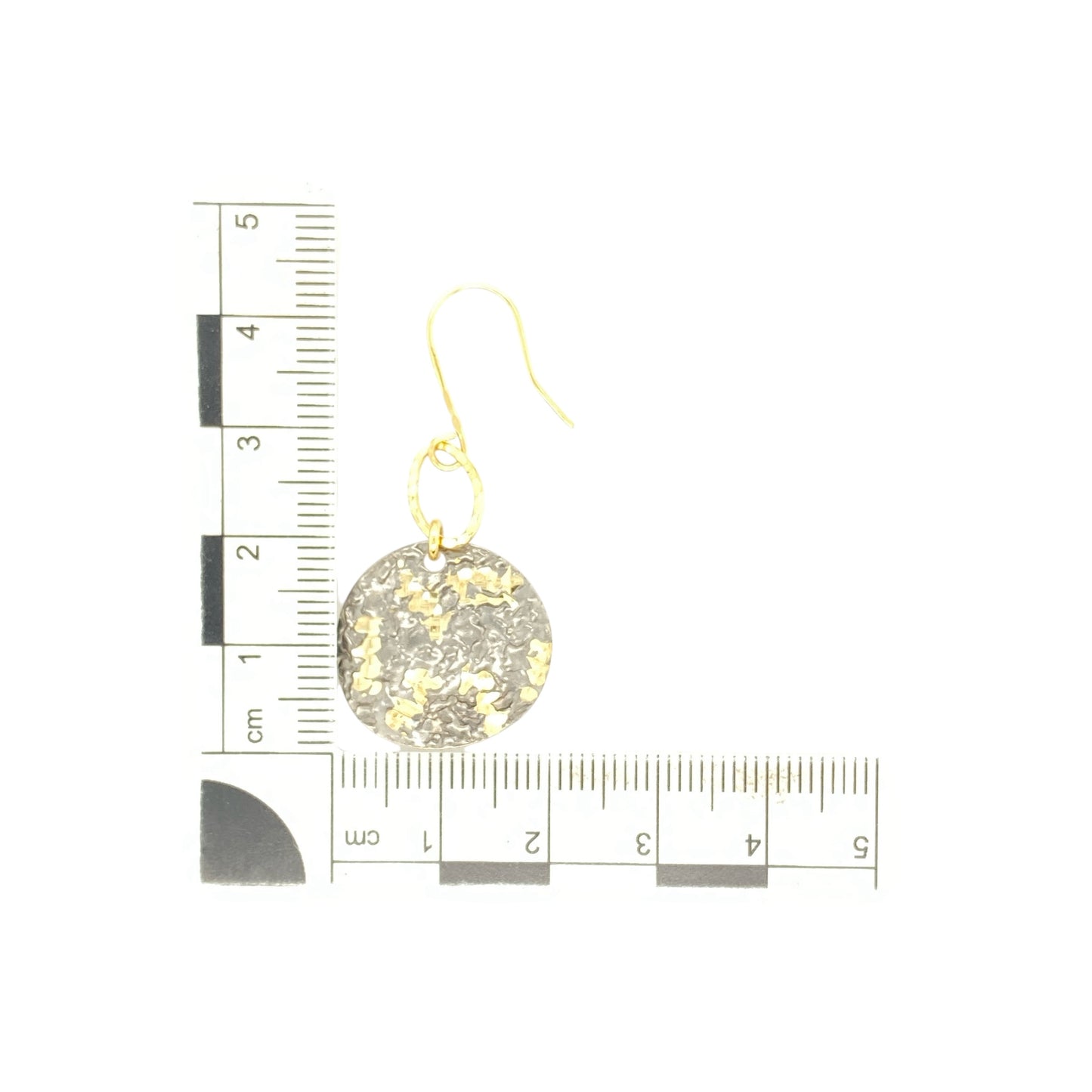9ct Gold Patterned Textured Round Disc Drop Earrings