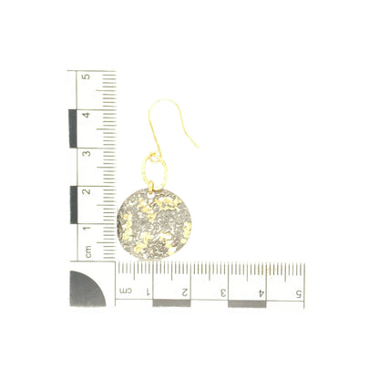 9ct Gold Patterned Textured Round Disc Drop Earrings