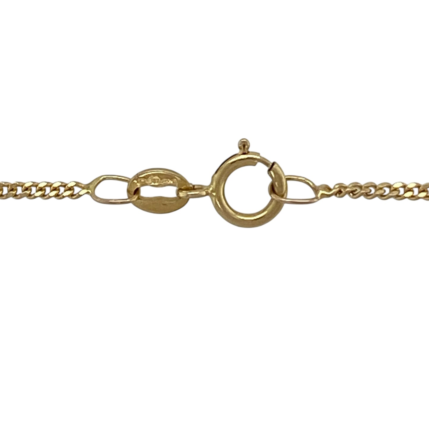 Add a classic and versatile piece to your jewellery collection with this pre-owned 9ct yellow gold 18" curb chain, offering timeless style and everyday wearability—perfect for wearing alone or with a pendant.

Design: The chain features traditional curb links measuring approximately 1mm in width, creating a fine and elegant profile that sits neatly along the neckline. The classic link style reflects light beautifully while maintaining a refined appearance.
