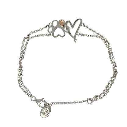 925 Silver Clogau Paw Print Heart 6.5" - 7.5" Bracelet