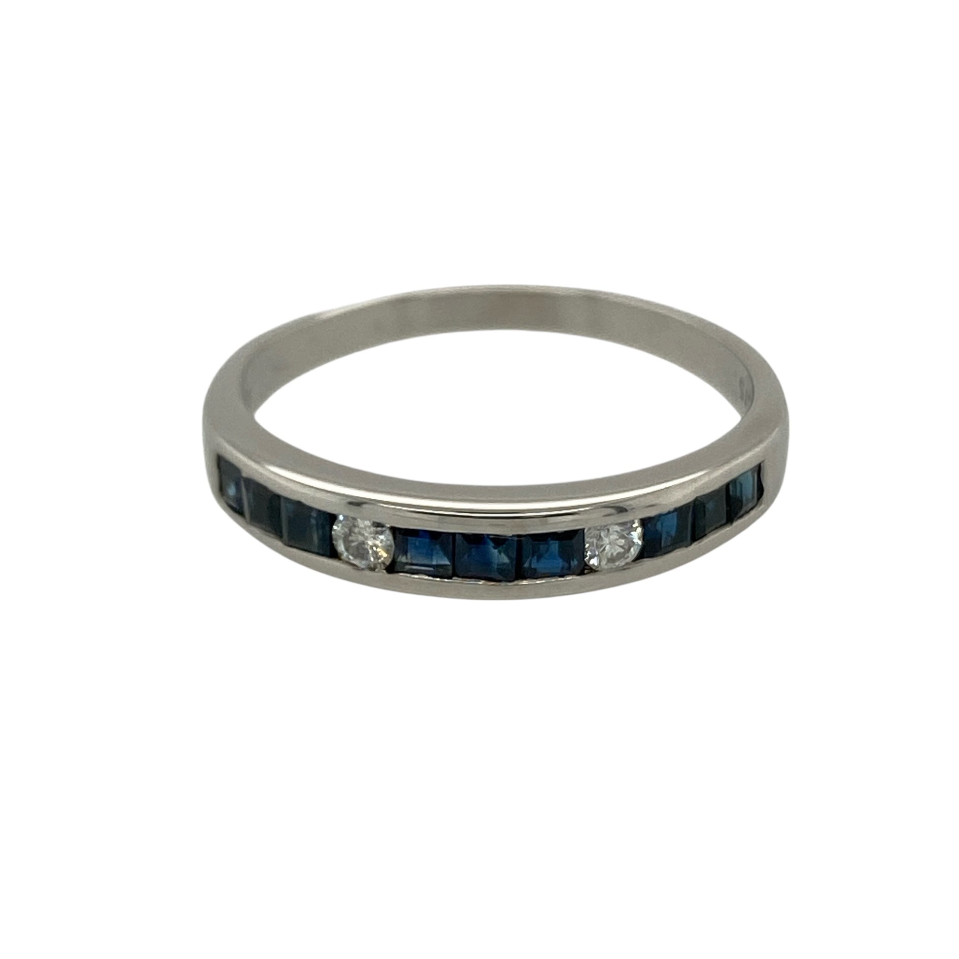 9ct White Gold Diamond & Sapphire Set Band Ring