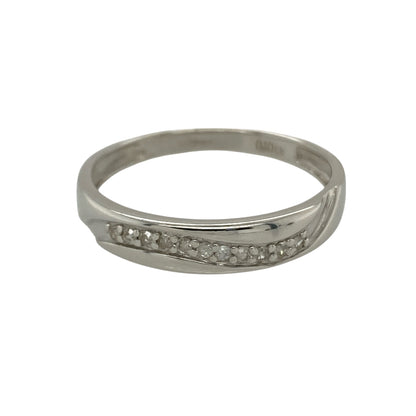 9ct White Gold & Diamond Set Wave Band Ring