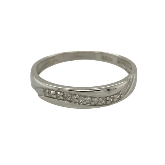 9ct White Gold & Diamond Set Wave Band Ring