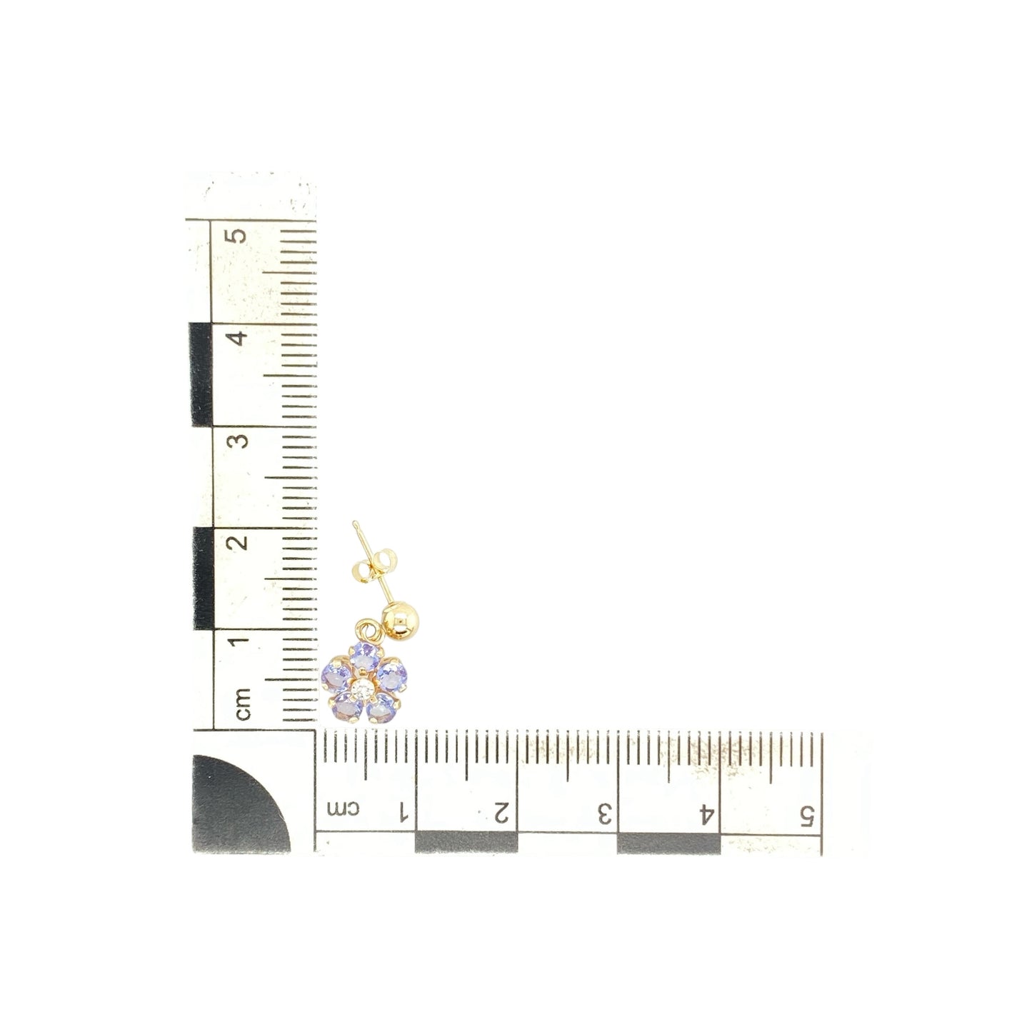 9ct Gold Diamond & Tanzanite Set Flower Drop Earrings