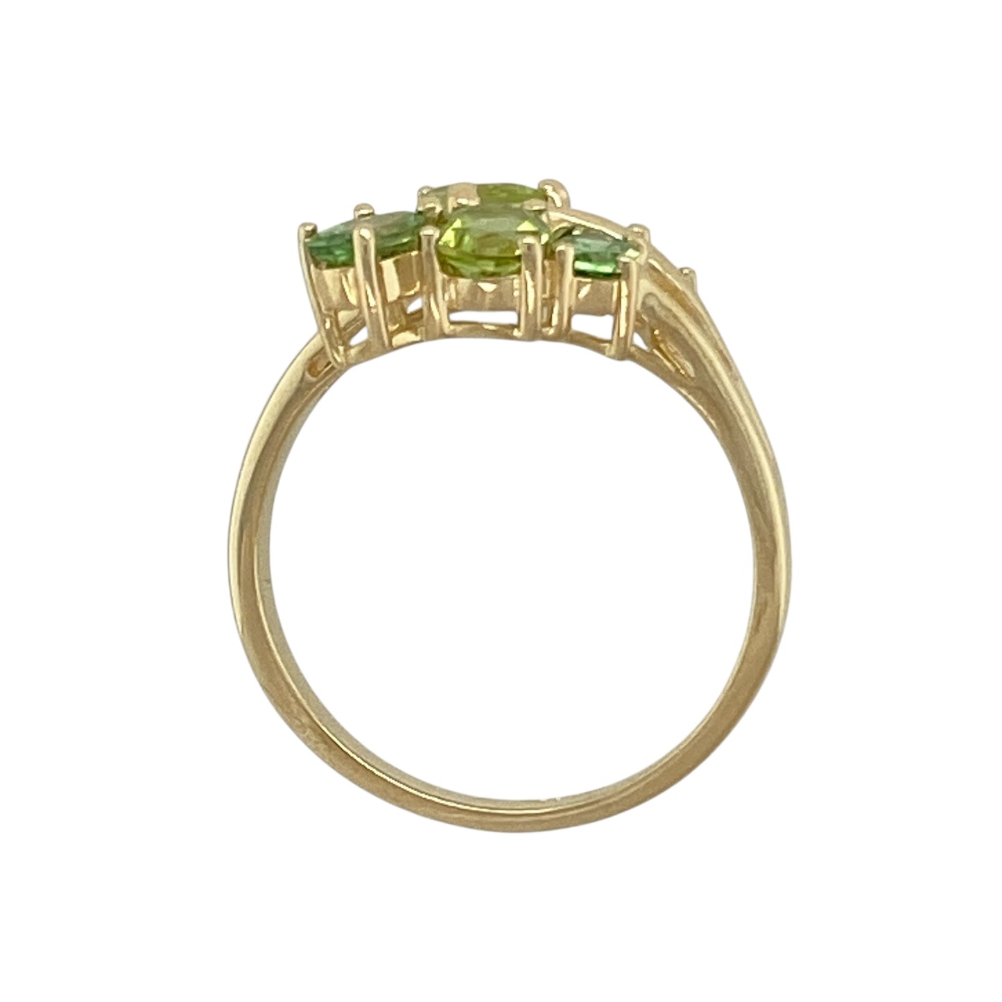 9ct Gold & Green Stone Set Leaf Style Ring