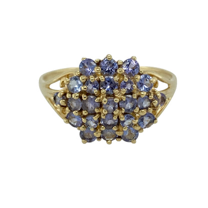 9ct Gold & Tanzanite Set Cluster Ring