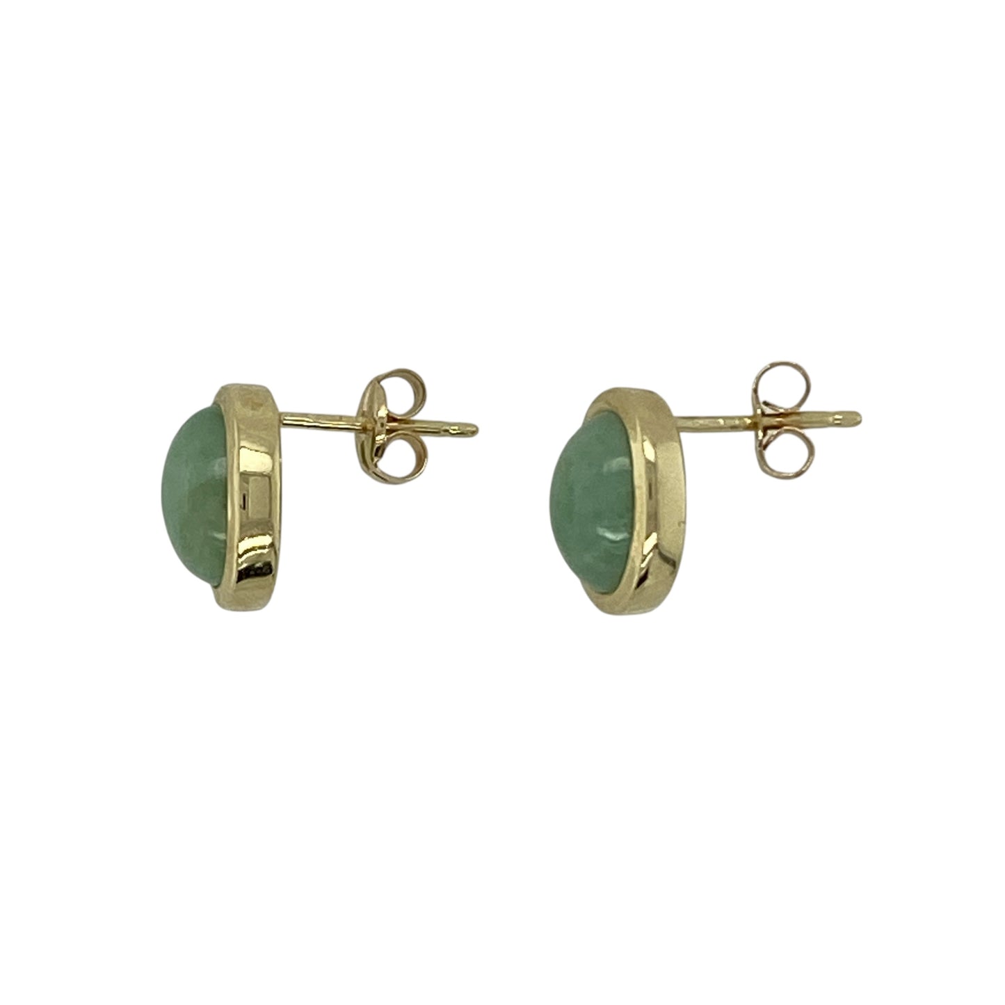 9ct Gold & Jade Oval Stud Earrings