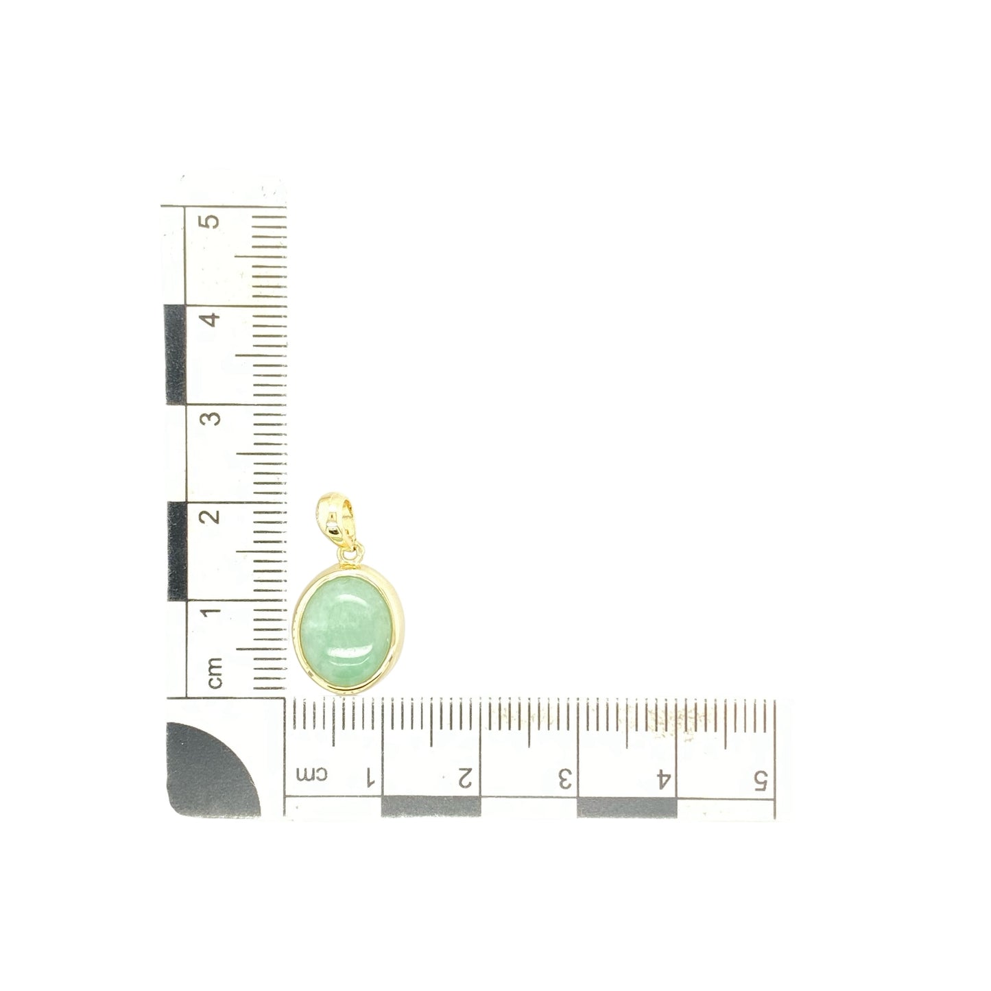 9ct Gold & Jade Set Oval Pendant