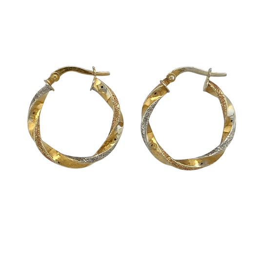 9ct Gold Twisted Hoop Creole Earrings