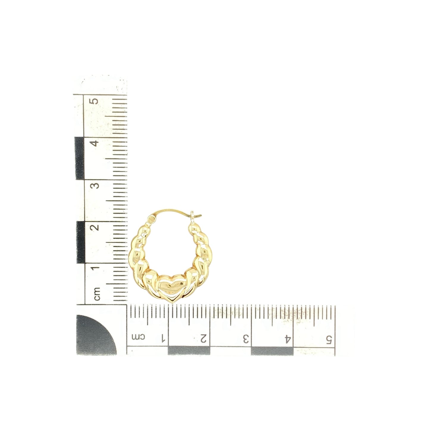 9ct Gold Heart Bubble Style Oval Creole Earrings