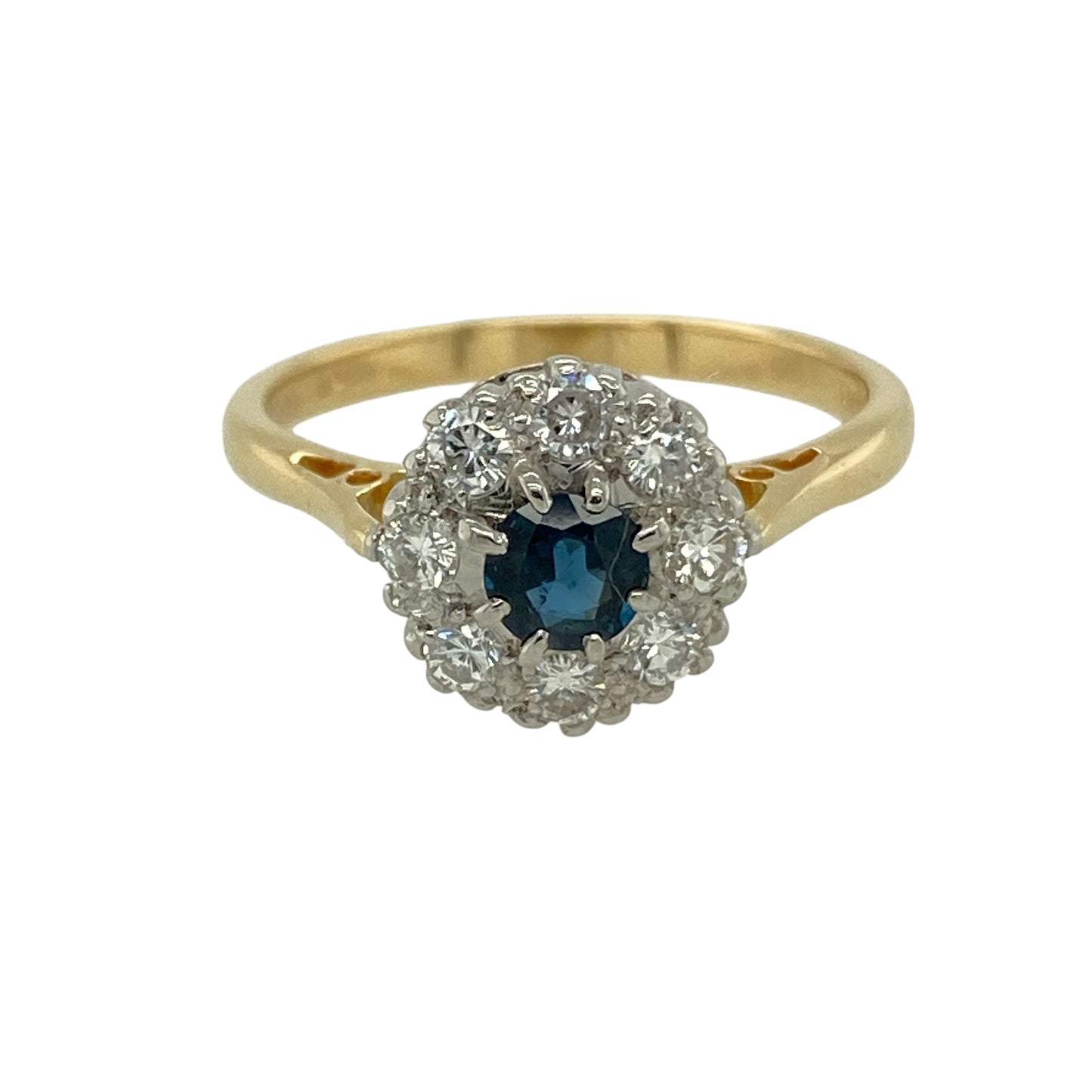 18ct Gold Diamond & Sapphire Set Cluster Ring