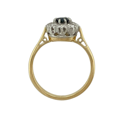 18ct Gold Diamond & Sapphire Set Cluster Ring