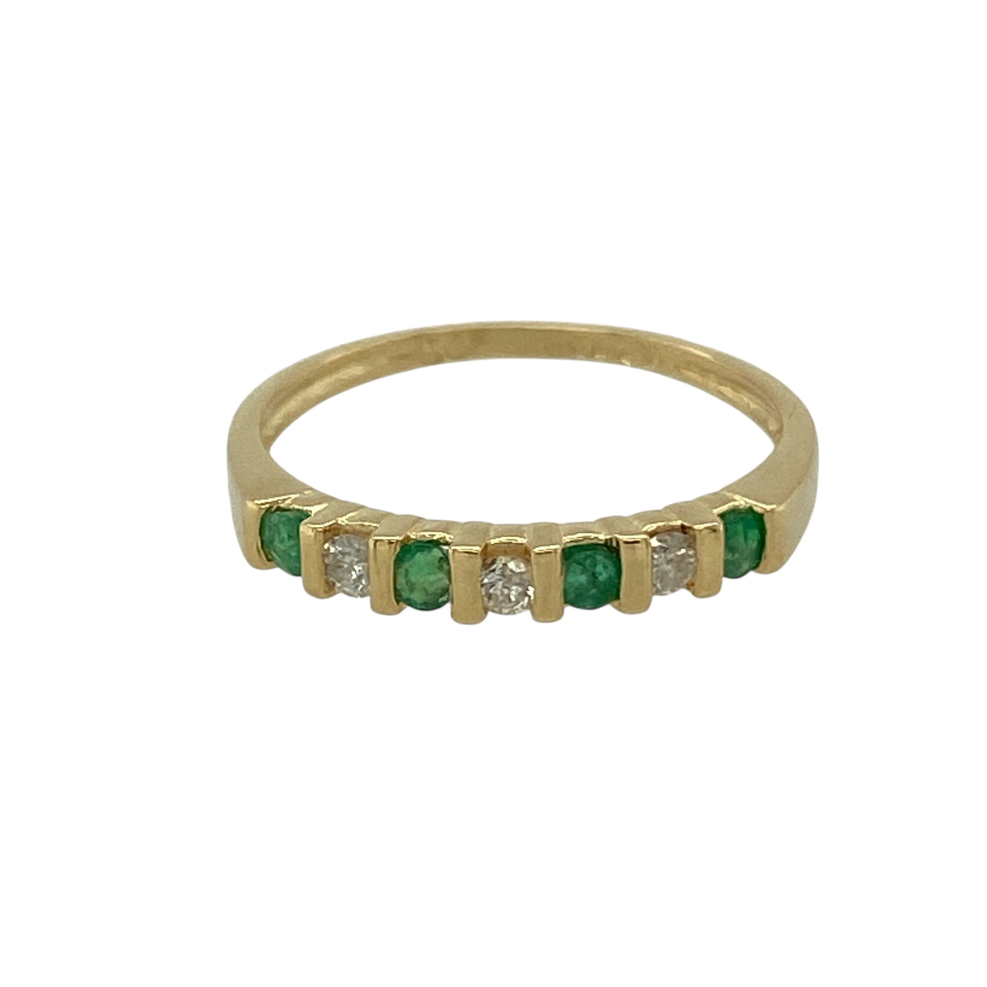 18ct Gold Diamond & Emerald Set Band Ring