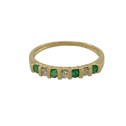 18ct Gold Diamond & Emerald Set Band Ring