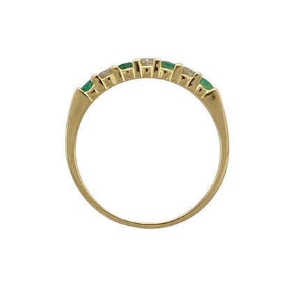 18ct Gold Diamond & Emerald Set Band Ring