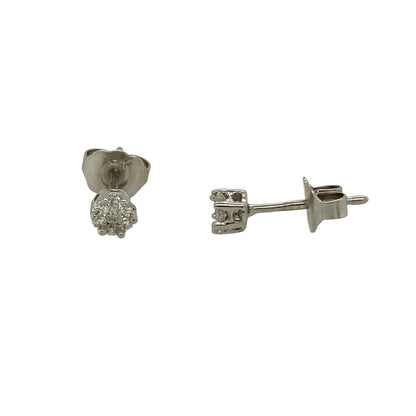 9ct White Gold & Diamond Set Cluster Stud Earrings