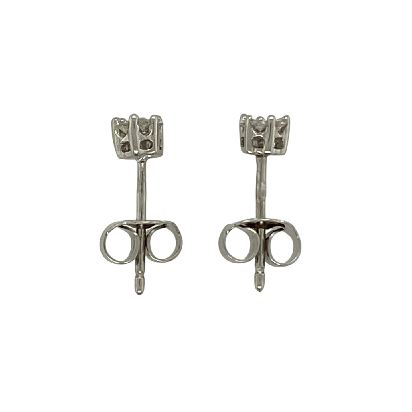 9ct White Gold & Diamond Set Cluster Stud Earrings