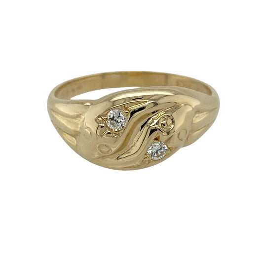 9ct Gold & Cubic Zirconia Set Snake Ring