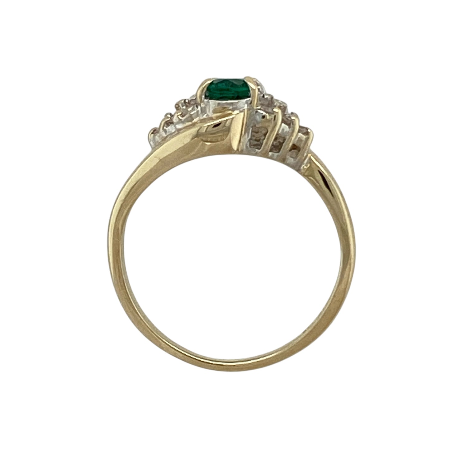 9ct Gold Green Stone & Cubic Zirconia Set Ring