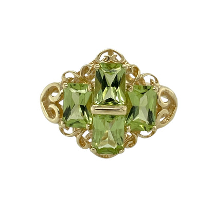 9ct Gold & Peridot Set Cluster Dress Ring