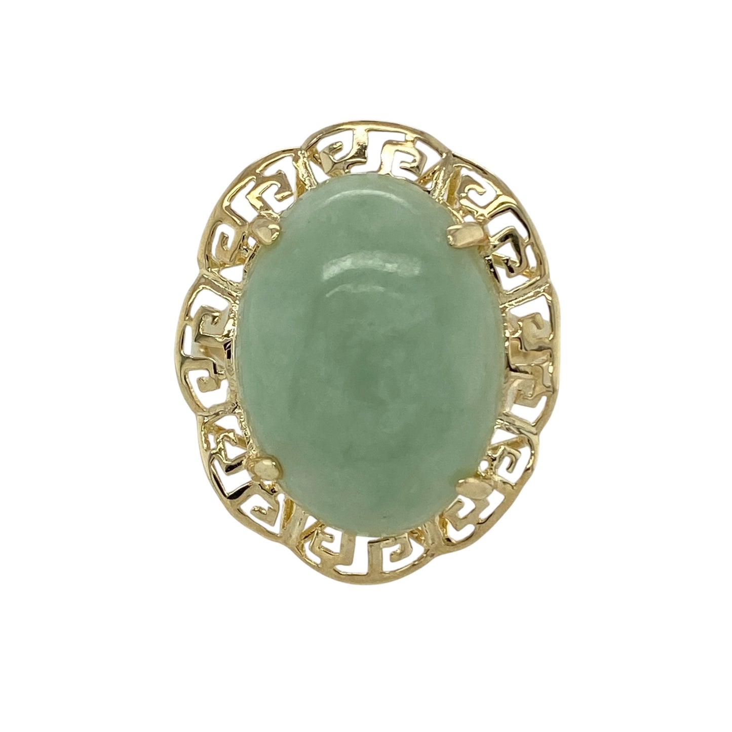 9ct Gold & Jade Greek Key Set Ring