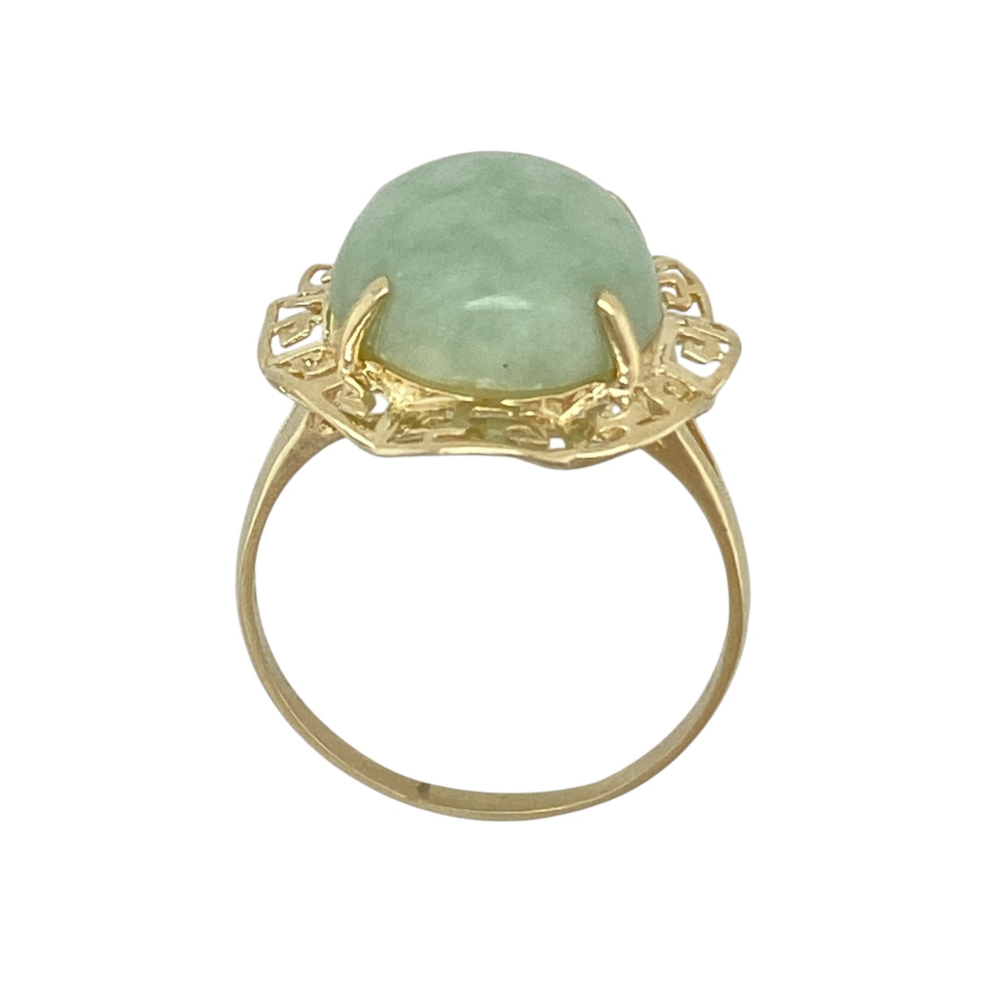 9ct Gold & Jade Greek Key Set Ring